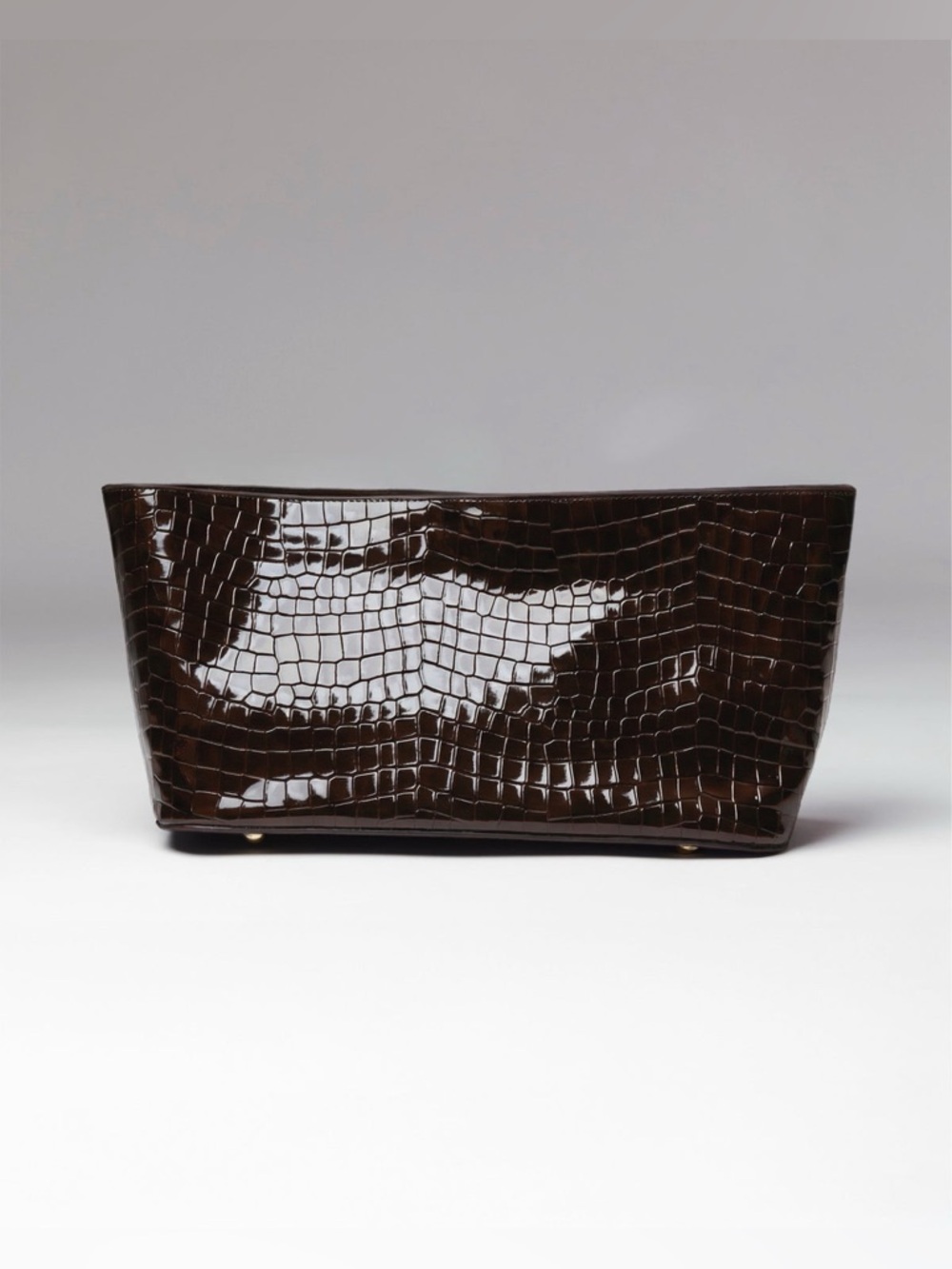 Noam Hazan brown Laurent leather croc embossed clutch bag